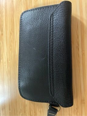 Portland Leather Black Pebbled Leather Wristlet Wallet